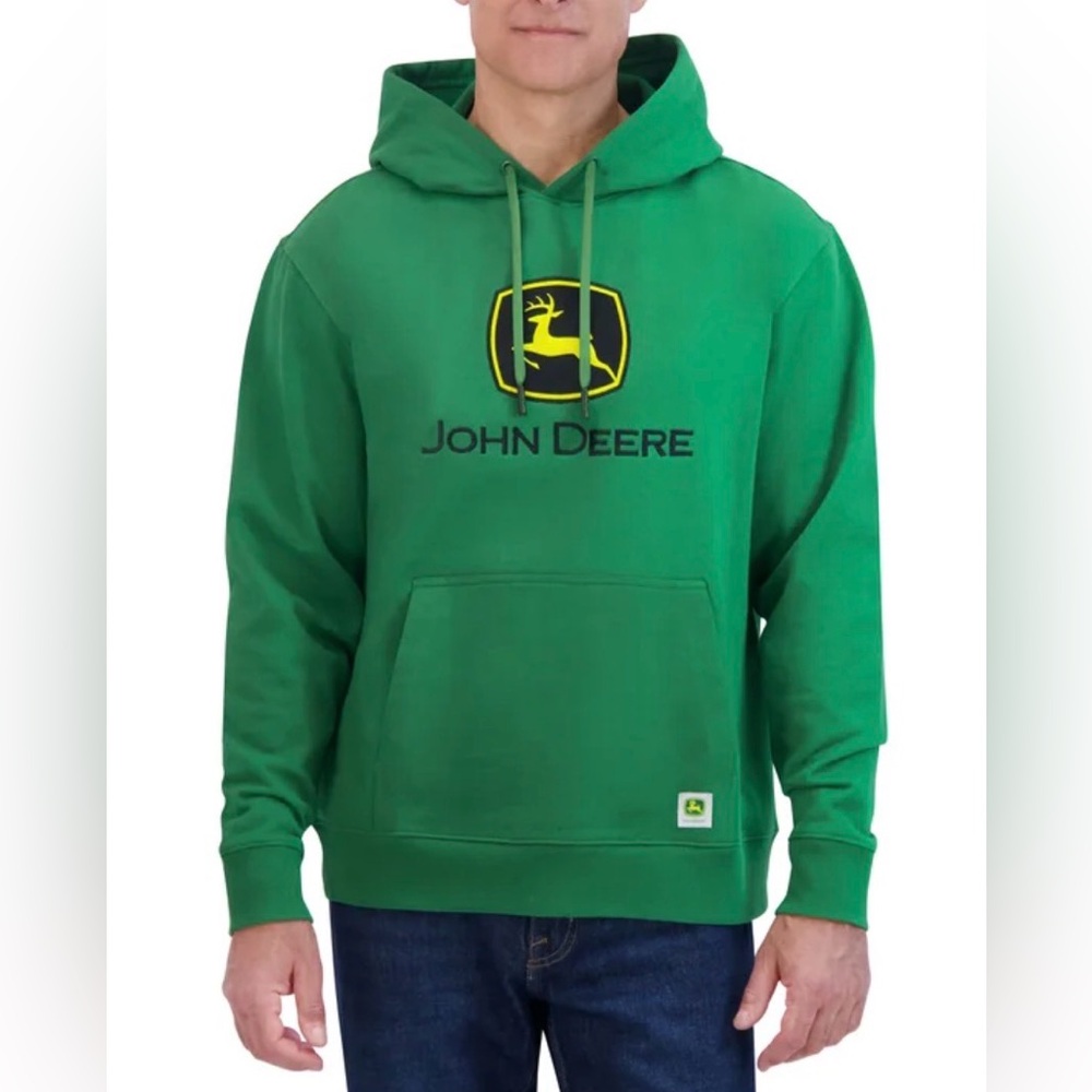 John Deere Men's Fleece Embroidered Hoodie - Green - Size Large - NWT